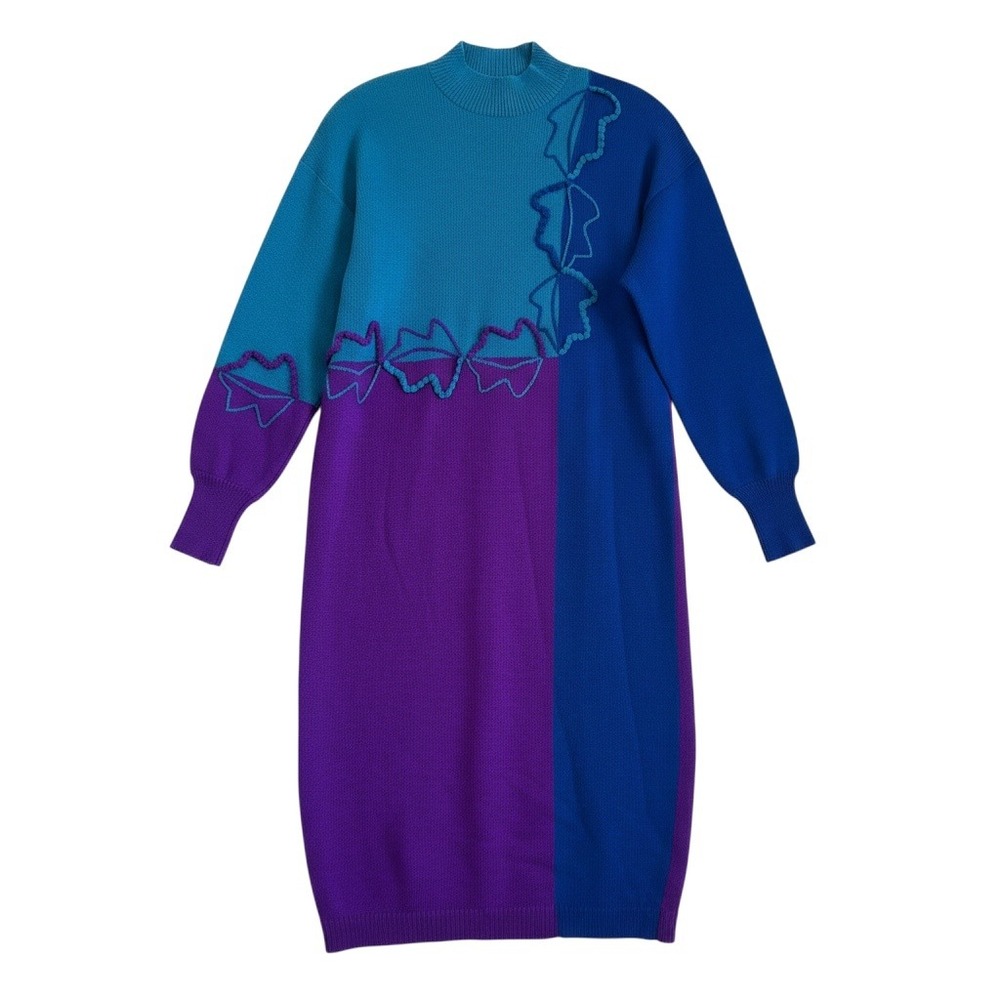 Antonella Preve Colorblock Dress Womens L Leaf Funky Eclectic Retro Vintage